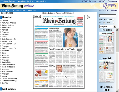 Bild des ePapers der Rhein-Zeitung