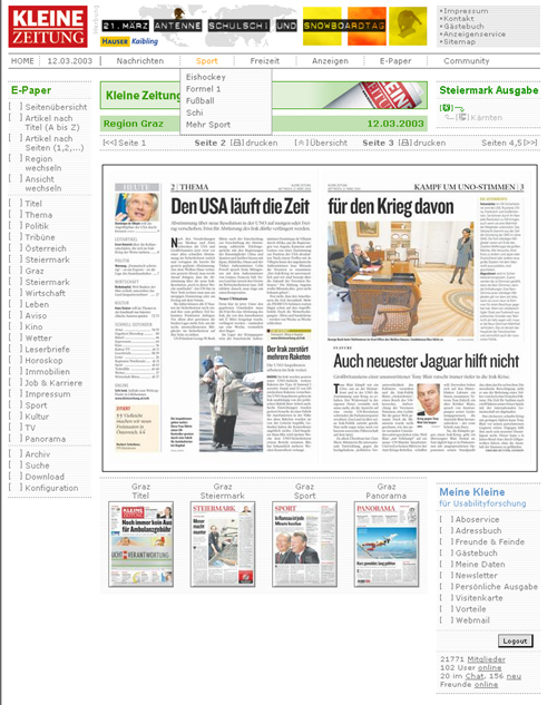 Bild des ePapers der Kleinen Zeitung