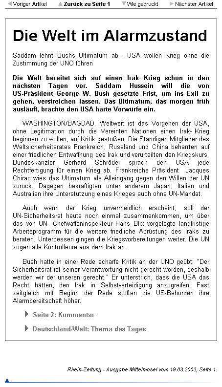 Artikel in Textansicht